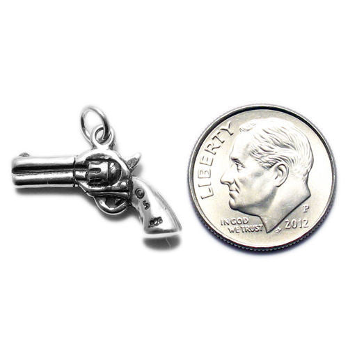 Old-Fashioned Revolver Charm in Sterling Silver