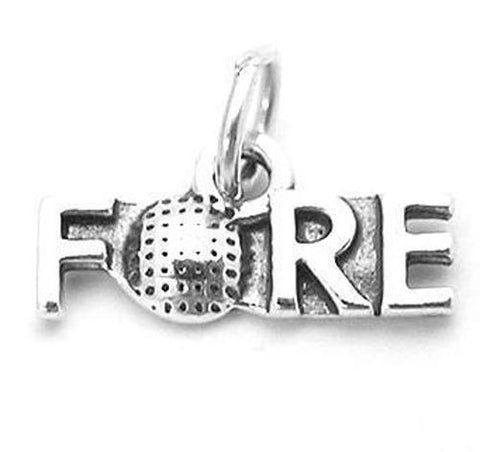 "Fore" Charm with Golf Ball for the "O" in Sterling Silver