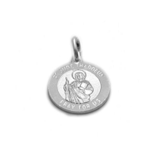 St. Jude Thaddeus "Pray For Us" Medal (15mm) in Sterling Silver