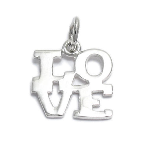 Stacked " Love " Logo Charm in Sterling Silver