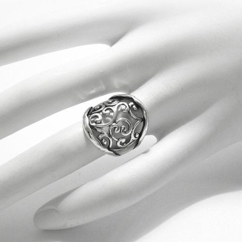 Classic Lace Scroll Filigree Ring. Wholesale Sterling Silver Rings. On hand.