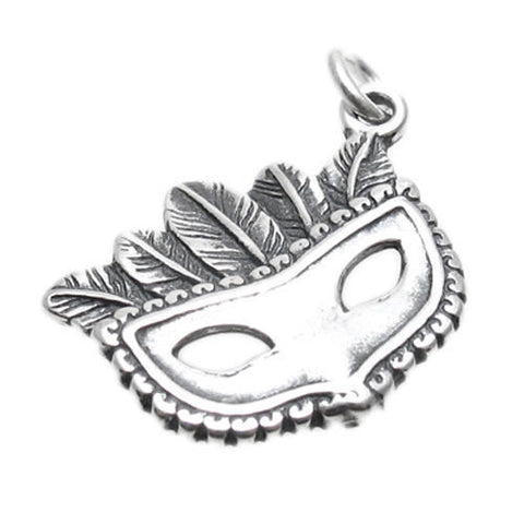 Mardi Gras Masquerade Mask Charm in Sterling Silver