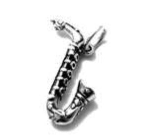 Saxophone Charm in 3D. Sterling Silver