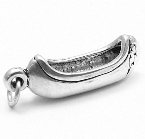 Native American Canoe Charm. Sterling Silver