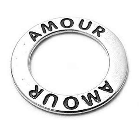 "Amour" Ring Charm in Sterling Silver