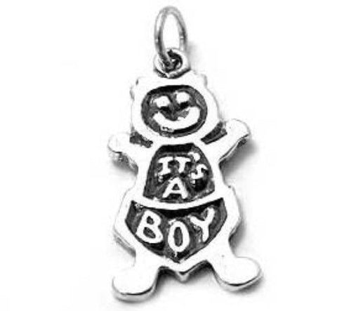 "It's a Boy" in Diaper Charm. Sterling Silver