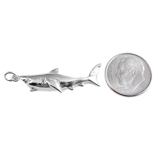 Great White Shark Charm in Sterling Silver.
