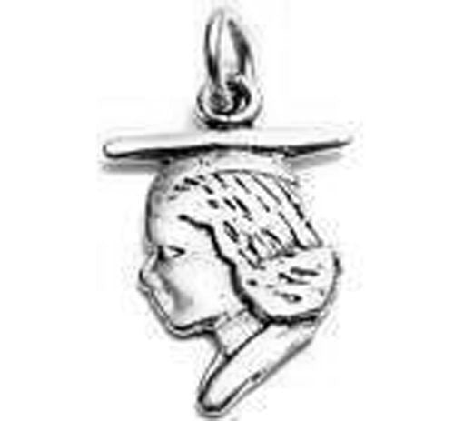 Girl Student in Graduation Cap Charm. Sterling Silver