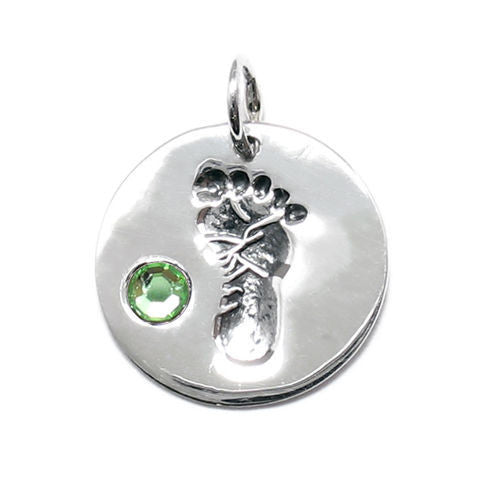 Baby Footprint CZ Charm.Wholesale Sterling Silver Charm