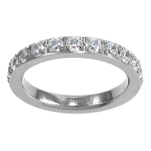 Stunning 2.0 Carat CZ Eternity Wedding Band Ring in Titanium