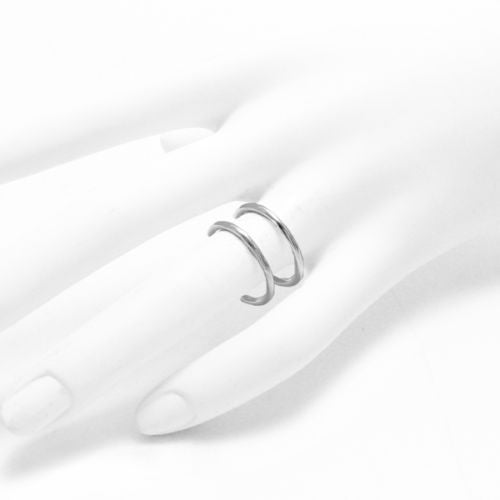 Simple bent loop ring with a minimalist modern aesthetic. Wholesale Sterling Silver Rings. On hand.