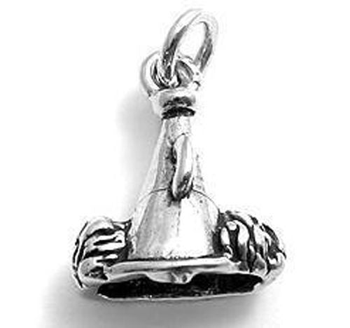 Megaphone w/ Pom-Poms Charm in Sterling Silver