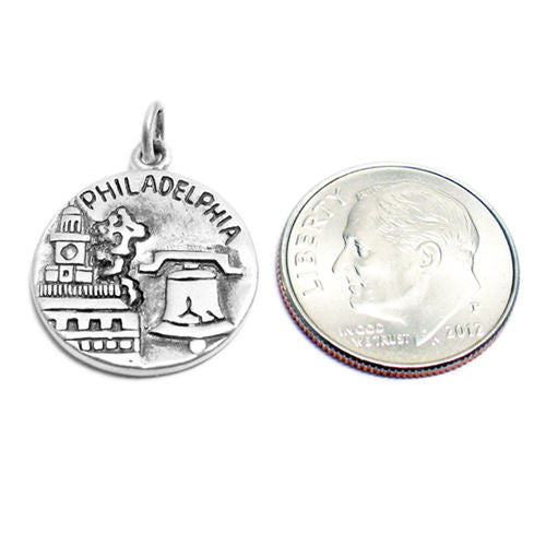 "Philadelphia" PA 2-Sided Charm in Sterling Silver