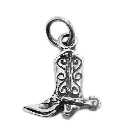 Cowboy Boot with Spur Charm. Sterling Silver