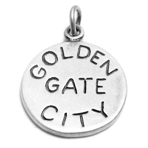 "San Francisco" CA "Golden Gate City" 2-Sided Charm in Sterling Silver