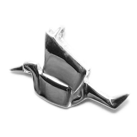 Origami Paper Crane Charm. 3D Sterling Silver
