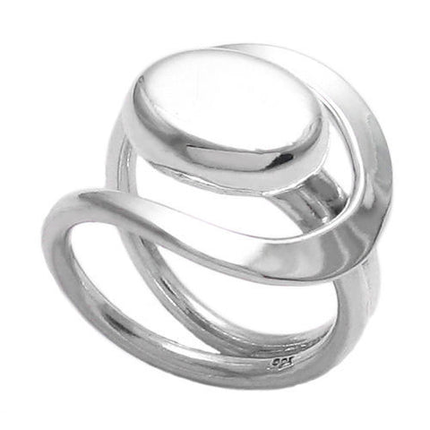 Constantly moving curves and flowing lines trapping a button. Wholesale Sterling Silver Rings. Main photo.