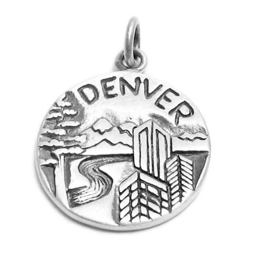 "Denver" CO "Mile High City" 2-Sided Charm in Sterling Silver