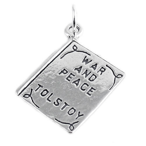 "War and Peace by Tolstoy" Book Charm. Sterling Silver