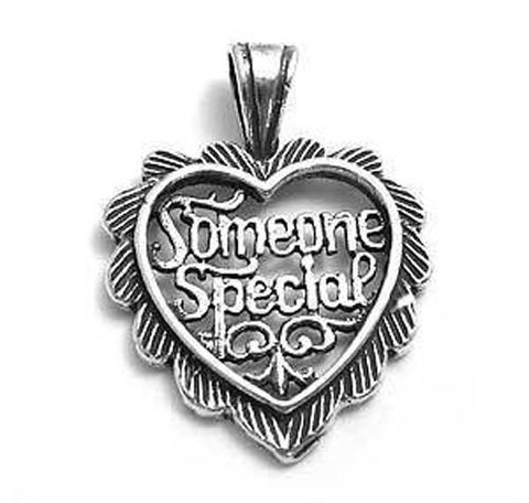 "Someone Special" in Lace Heart Charm. Sterling Silver