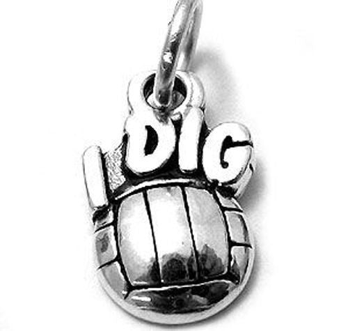 "I Dig" Volleyball Charm in Sterling Silver