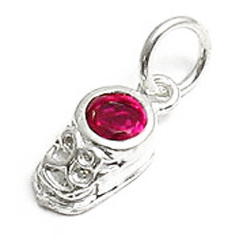 Beautiful and colorful birthstone charms of a baby's boot. Wholesale Sterling Silver Charms. July.