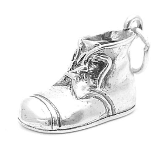 Baby Shoe Charm in 3D. Sterling Silver