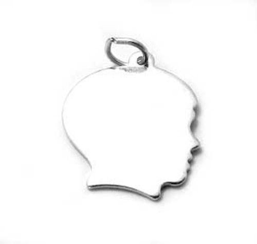 Boy Profile Silhouette Charm. Sterling Silver