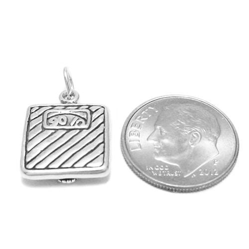 Weight Scale Charm in 3D. Sterling Silver