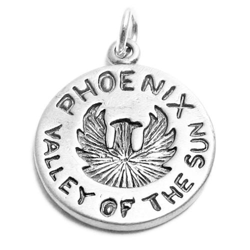 "Phoenix" AZ "Valley of the Sun" 2-Sided Charm in Sterling Silver