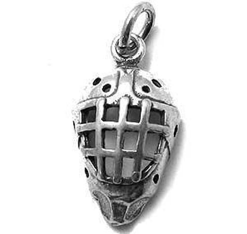 Hockey Mask Charm in 3D. Sterling Silver