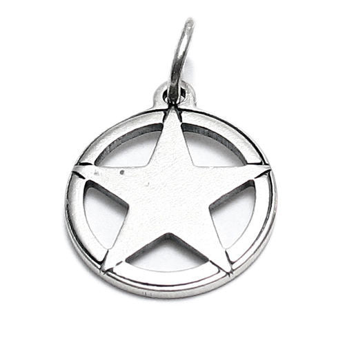 Texas Lone Star (Star in Circle) Charm in Sterling Silver
