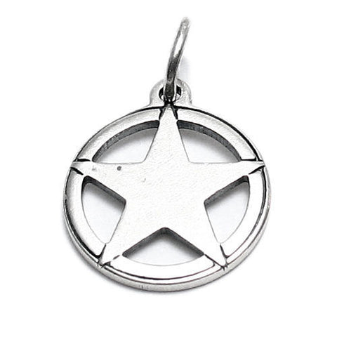 Texas Lone Star (Star in Circle) Charm in Sterling Silver