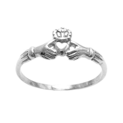 Small Thin Modern Minimalist Claddagh Ring. Wholesale Sterling Silver Rings. Main photo.