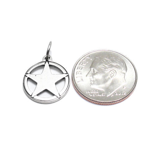 Texas Lone Star (Star in Circle) Charm in Sterling Silver