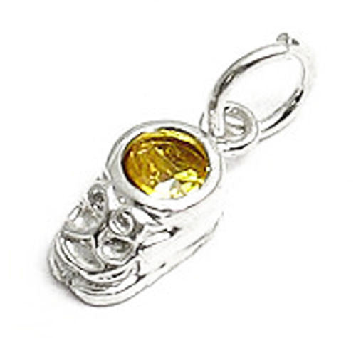 Beautiful and colorful birthstone charms of a baby's boot. Wholesale Sterling Silver Charms. November.