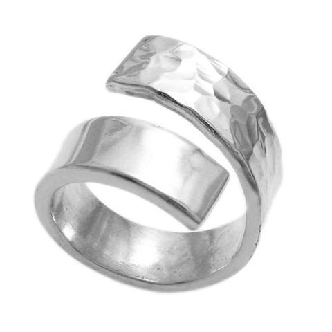 Elegant ring sculpted from a hammered strip of ribbon. Wholesale Sterling Silver Rings. Main photo.