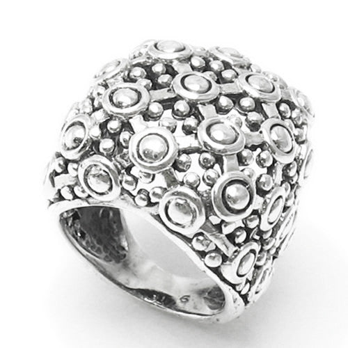 Brilliant and Delightful Beaded Ring in Sterling Silver