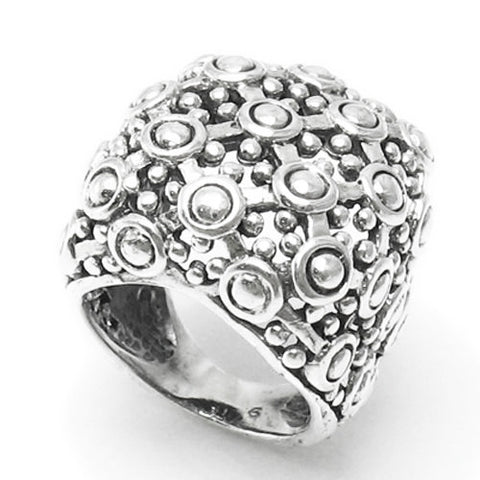 Brilliant and Delightful Beaded Ring in Sterling Silver