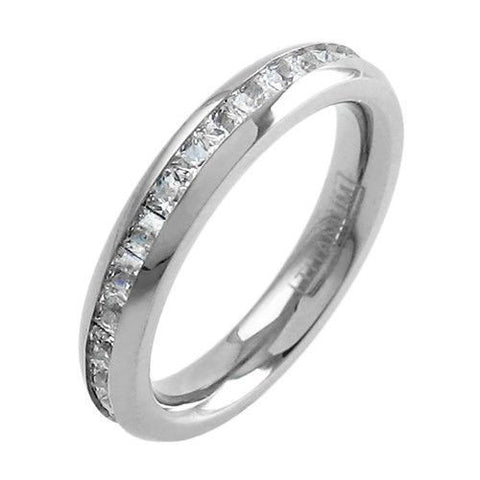 Titanium eternity ring with bright princess cut CZs. Wholesale titanium rings - Jewelry | Main 3.75mm photo