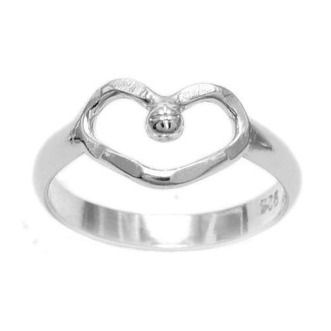 Cute Cutout Heart with Tiny Ball Ring. Wholesale sterling silver rings. Main photo.