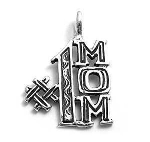 Classic "#1 Mom" Charm in Sterling Silver