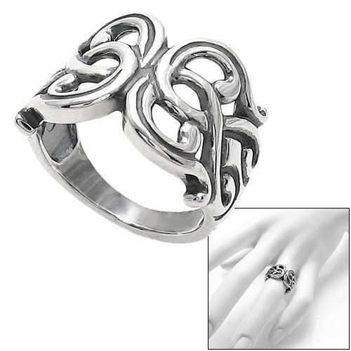Unique abstract butterfly wings motif ring. Wholesale sterling silver rings. Combo photo.