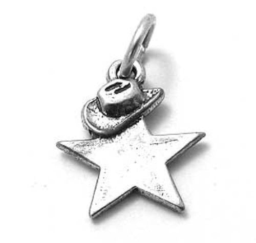 Wild West Sheriff Star and Hat Charm. Sterling Silver