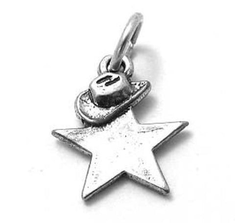 Wild West Sheriff Star and Hat Charm. Sterling Silver