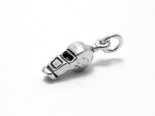 Coach's Whistle Charm in 3D. Sterling Silver