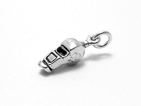 Coach's Whistle Charm in 3D. Sterling Silver