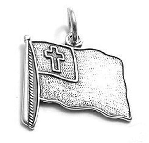 Christian Nation Cross Flag Charm in Sterling Silver
