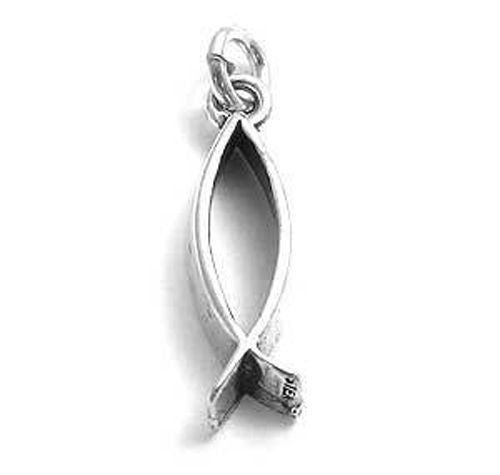 Christian Fish (ΙΧΘΥΣ) Charm in Interlocking Sterling Silver