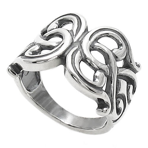 Unique abstract butterfly wings motif ring. Wholesale sterling silver rings. Alternate photo.